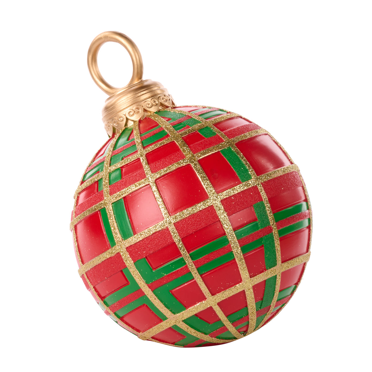 Glob de Crăciun de expunere în carouri tartan, roșu/verde/auriu, 30,5 cm