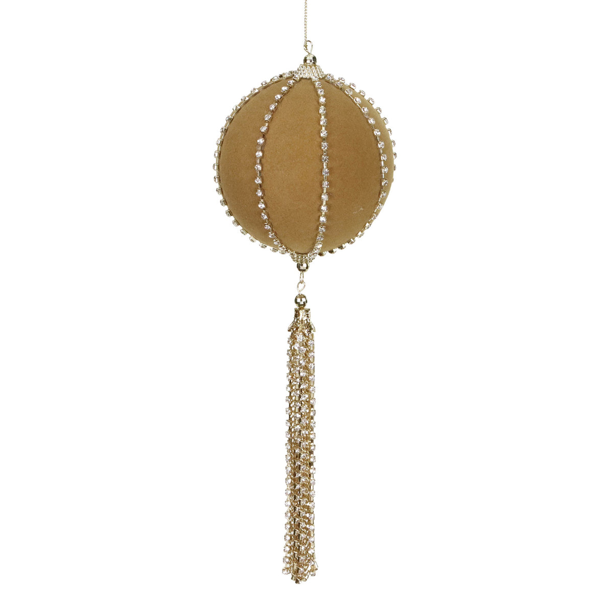 Glob din textil și metal cu ciucure, auriu, 30,5 cm