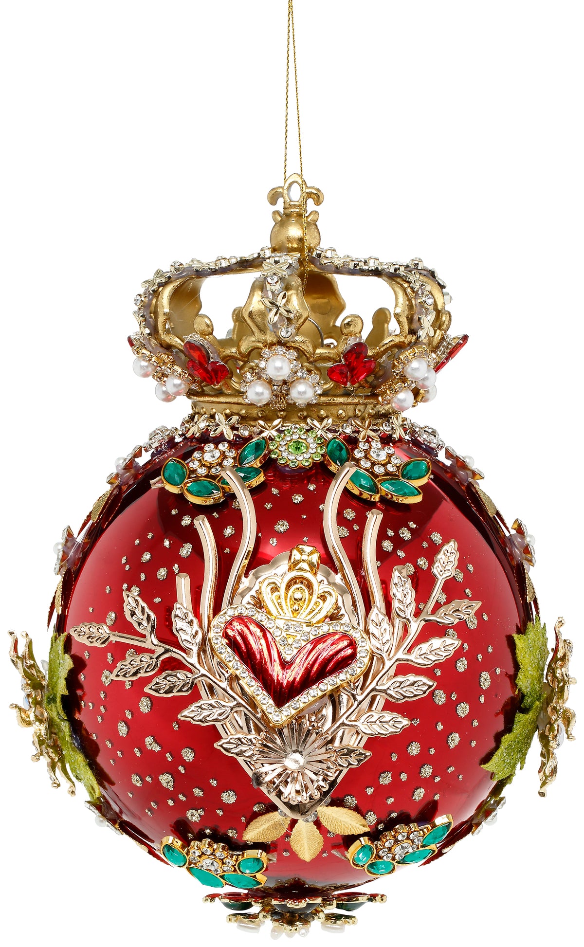 Glob ornamental Crown Jewels, roșu, 18 cm