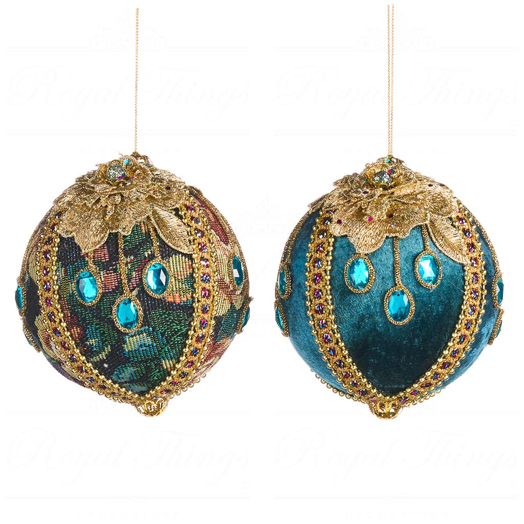 Set 2 globuri brodate din colectia Gradina Secreta albastru/multi 10cm