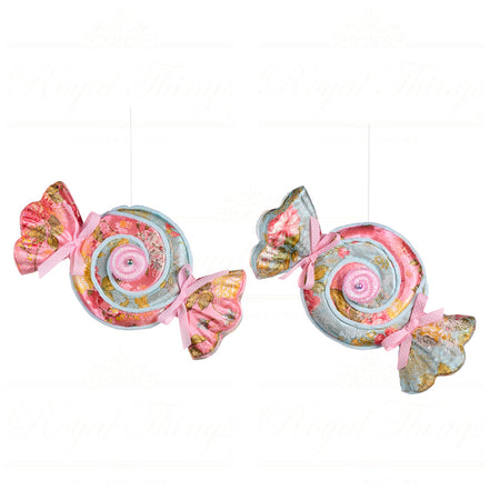 Set 2 acadele decorative display 36cm roz/albastru