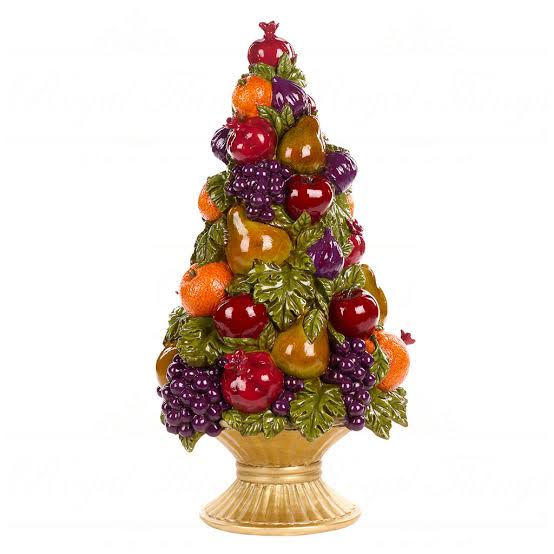 Coș decorativ cu fructe burgundy/portocaliu 29.5cm