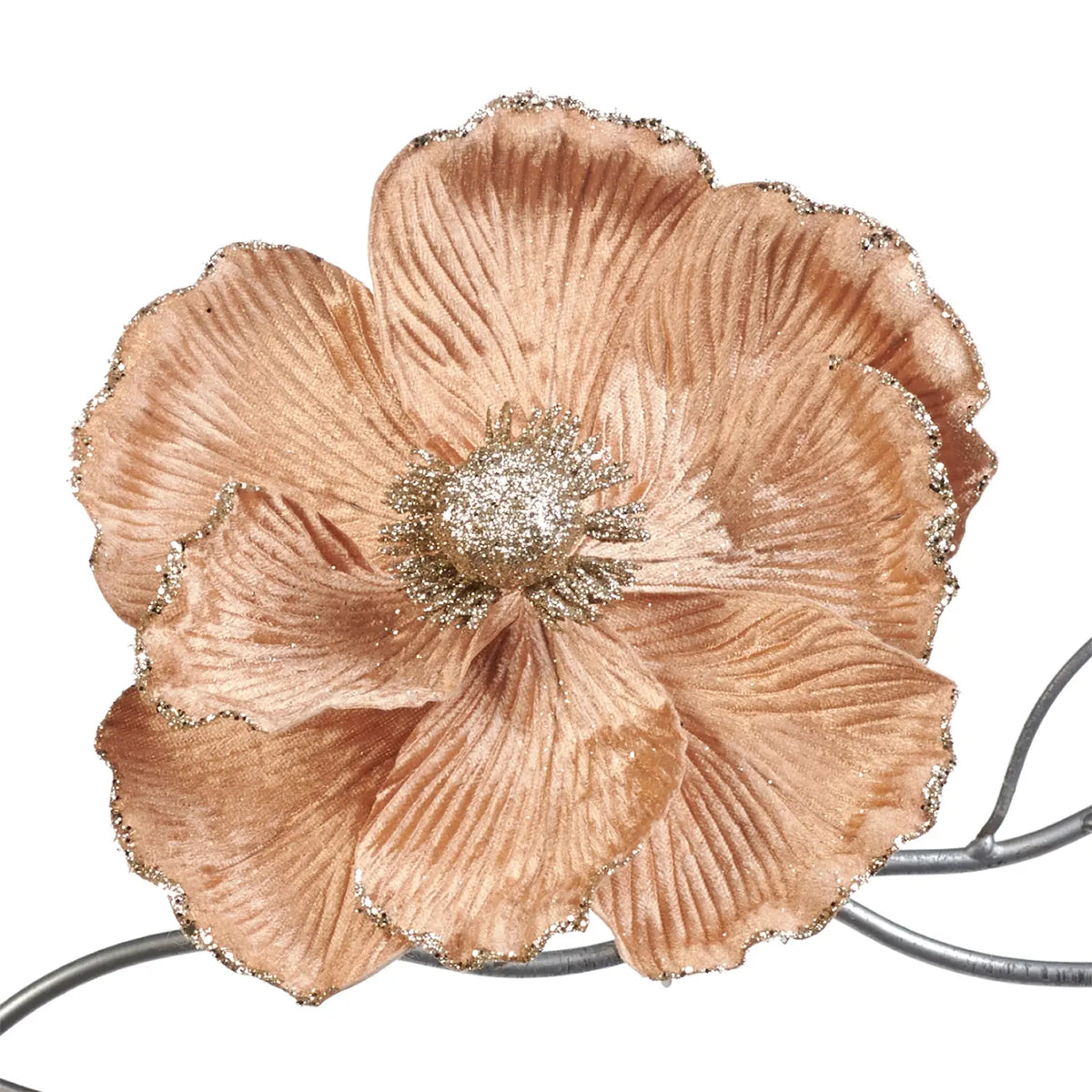 Magnolia din Catifea pe Clips auriu 21cm