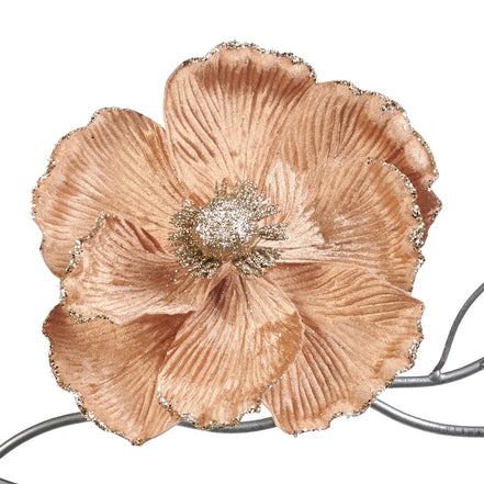 Magnolia din Catifea pe Clips auriu 21cm