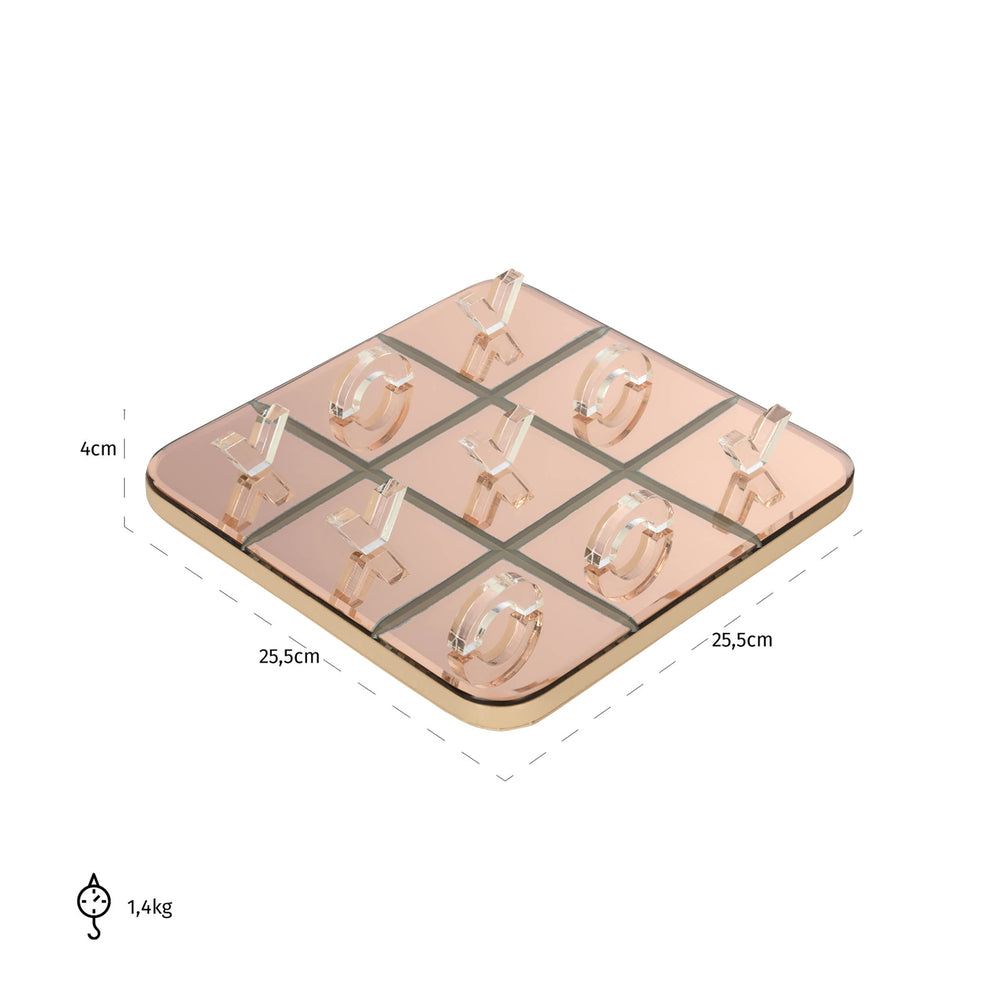 Joc decorativ Caylin, auriu, Tic-Tac-Toe – desen tehnic cu dimensiuni
