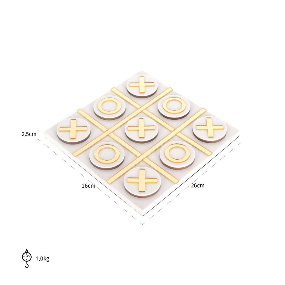 Joc decorativ Maylie, alb, Tic-Tac-Toe – desen tehnic cu dimensiuni