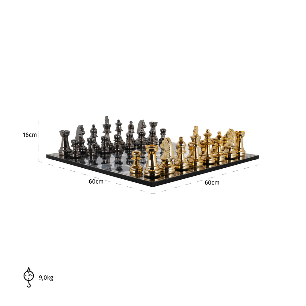 Joc decorativ Saray, negru/auriu, șah – desen tehnic cu dimensiuni