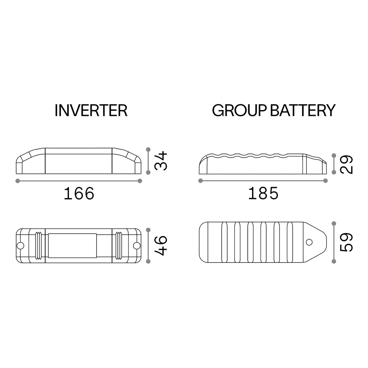 Kit de urgență pentru module LED 3h – desen tehnic cu dimensiuni