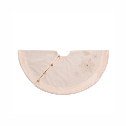 Fusta Brad din lana cu Fulgi de Zapada 122cm crem