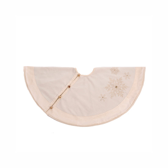 Fusta Brad din lana cu Fulgi de Zapada 122cm crem