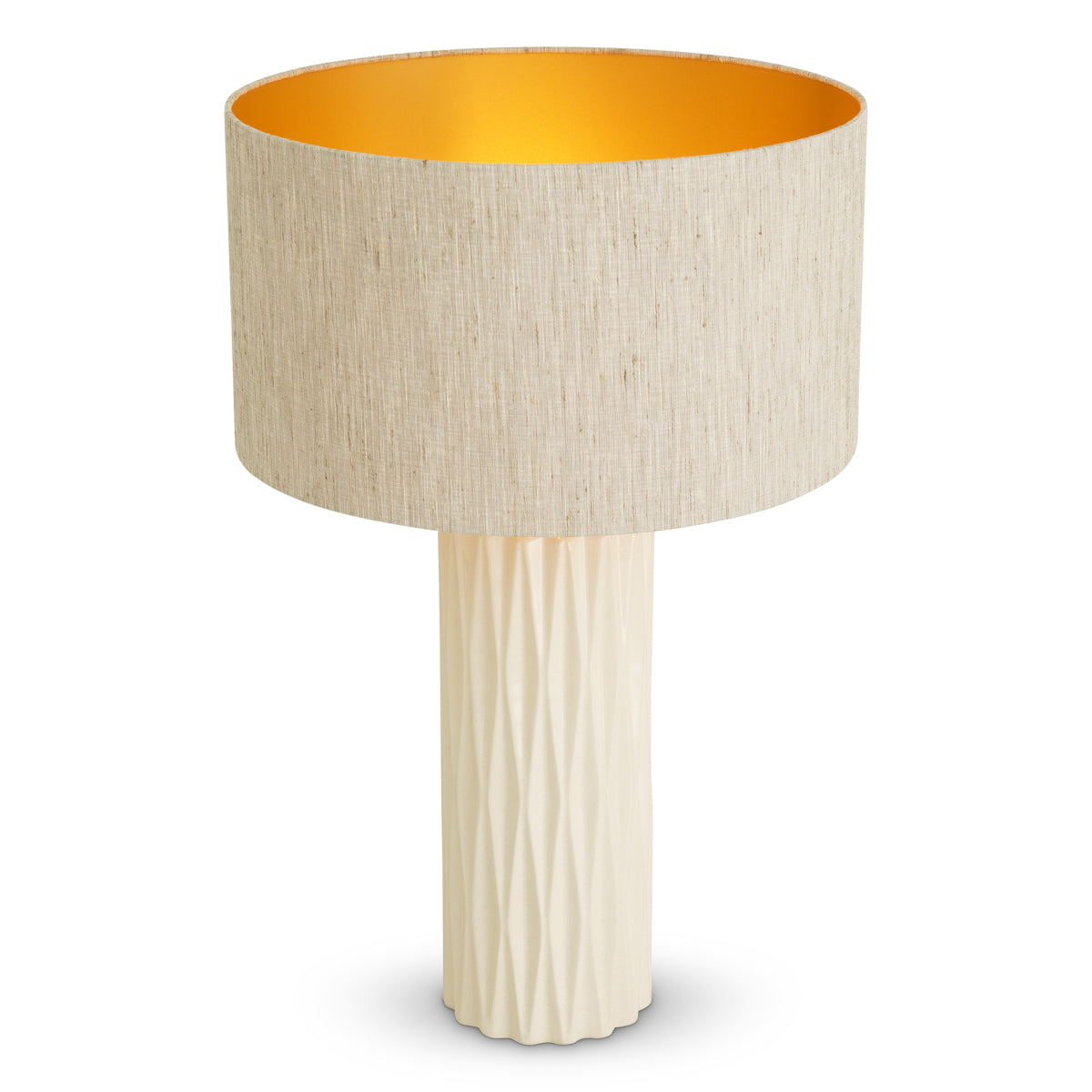 Lampă de masă Amarello, ceramică crem, cu abajur