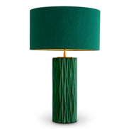 Lampă de masă Amarello, ceramică verde, cu abajur