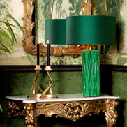 Lampă de masă Amarello, ceramică verde, cu abajur