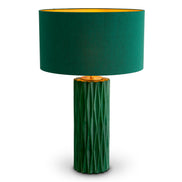 Lampă de masă Amarello, ceramică verde, cu abajur