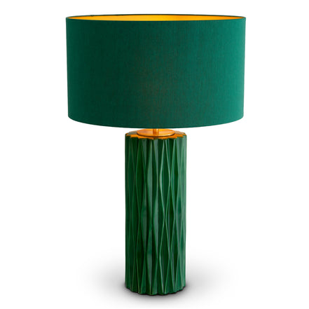 Lampă de masă Amarello, ceramică verde, cu abajur