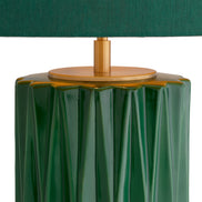 Lampă de masă Amarello, ceramică verde, cu abajur