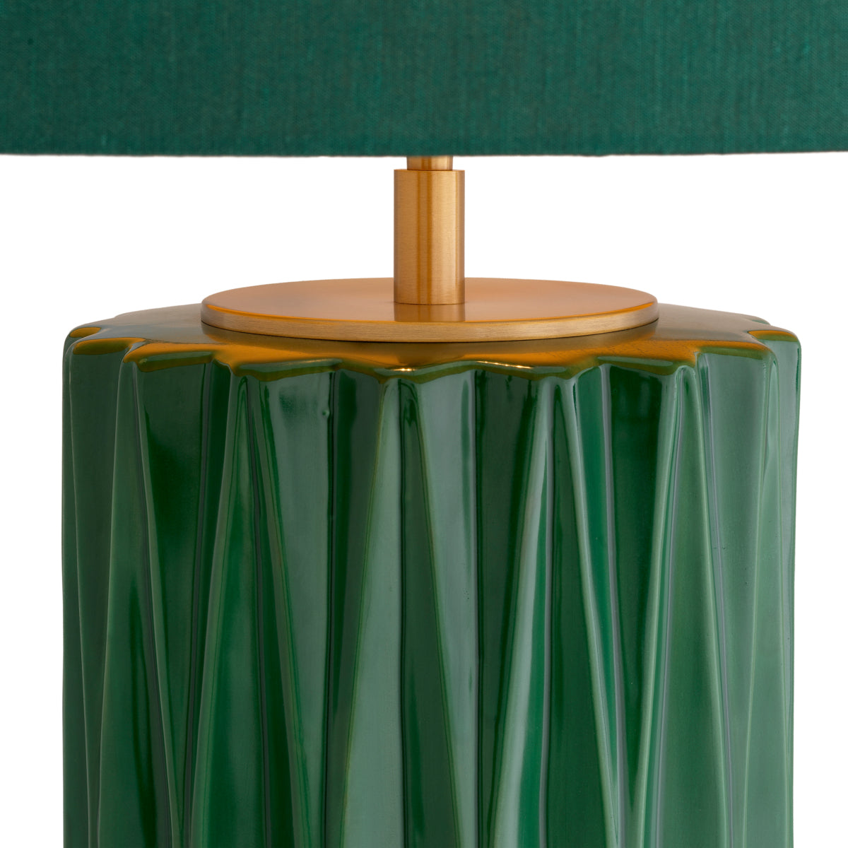 Lampă de masă Amarello, ceramică verde, cu abajur