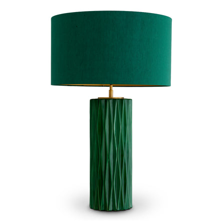 Lampă de masă Amarello, ceramică verde, cu abajur