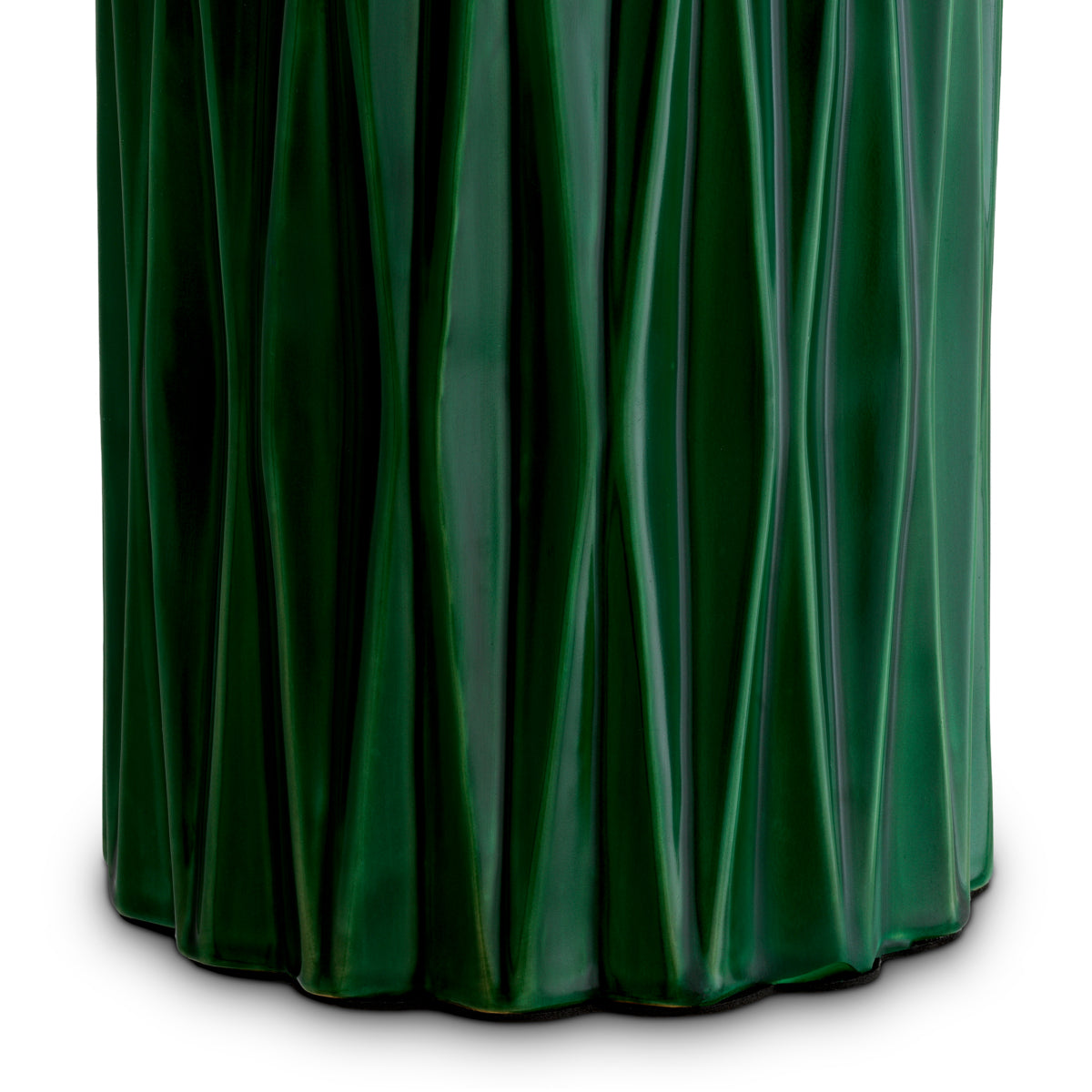 Lampă de masă Amarello, ceramică verde, cu abajur