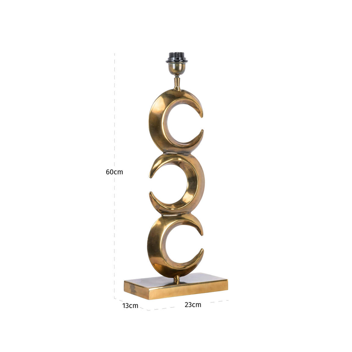 Lampă de masă Amina, alamă antichizată – desen tehnic cu dimensiuni