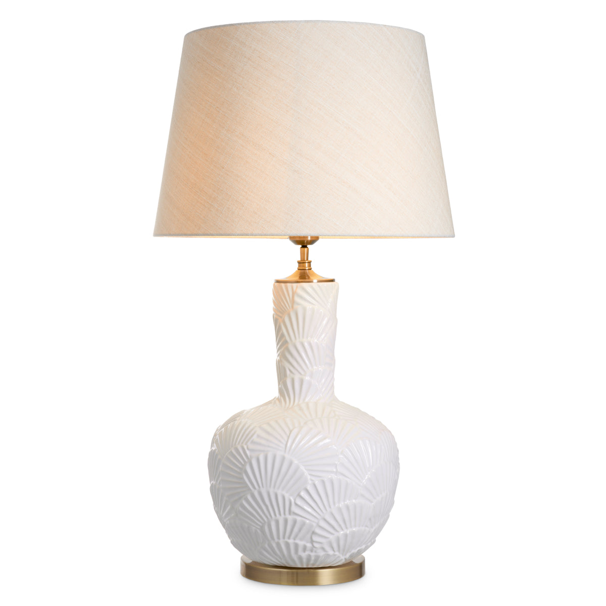 Lampă de masă Andorra, ceramică alb-crem, cu abajur
