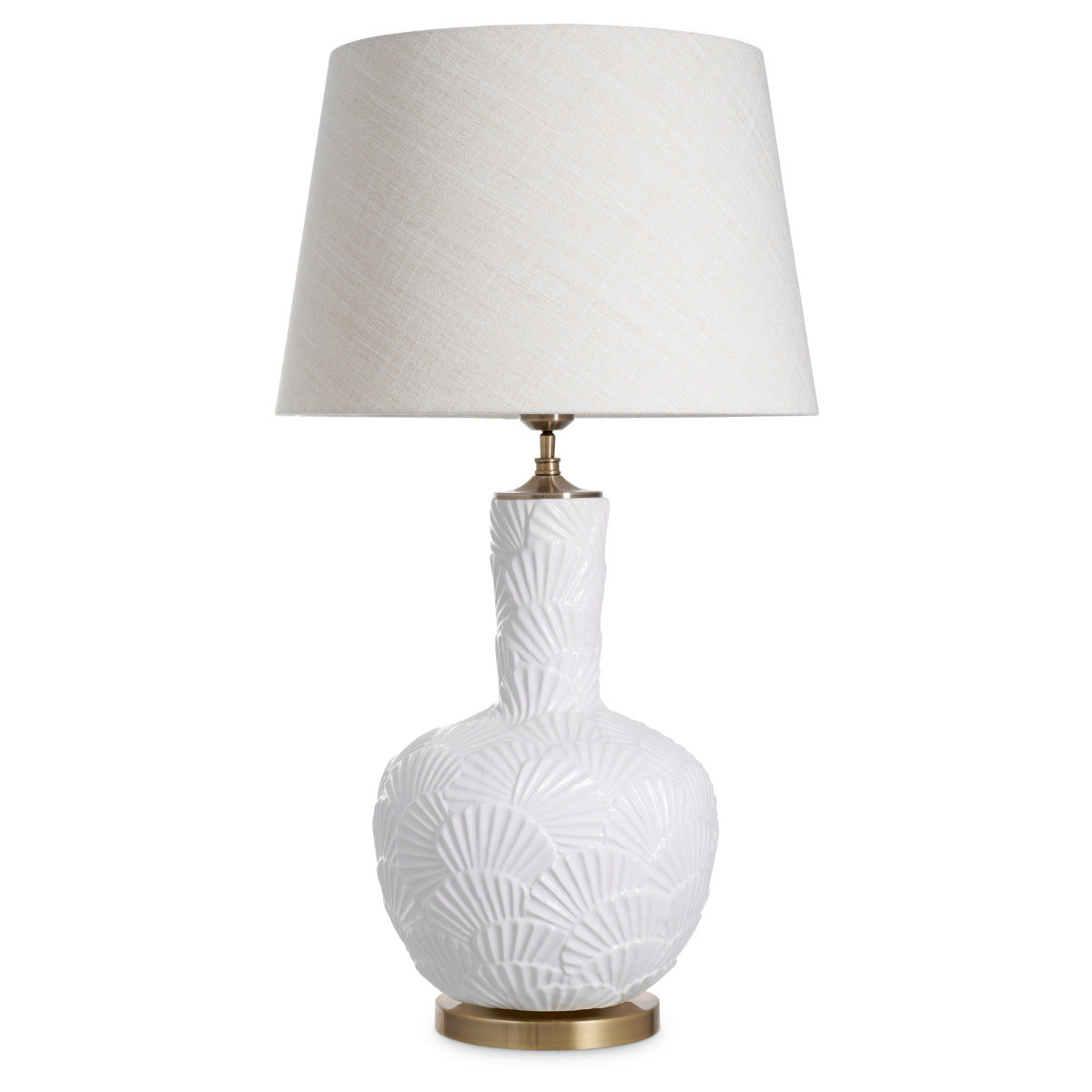 Lampă de masă Andorra, ceramică alb-crem, cu abajur