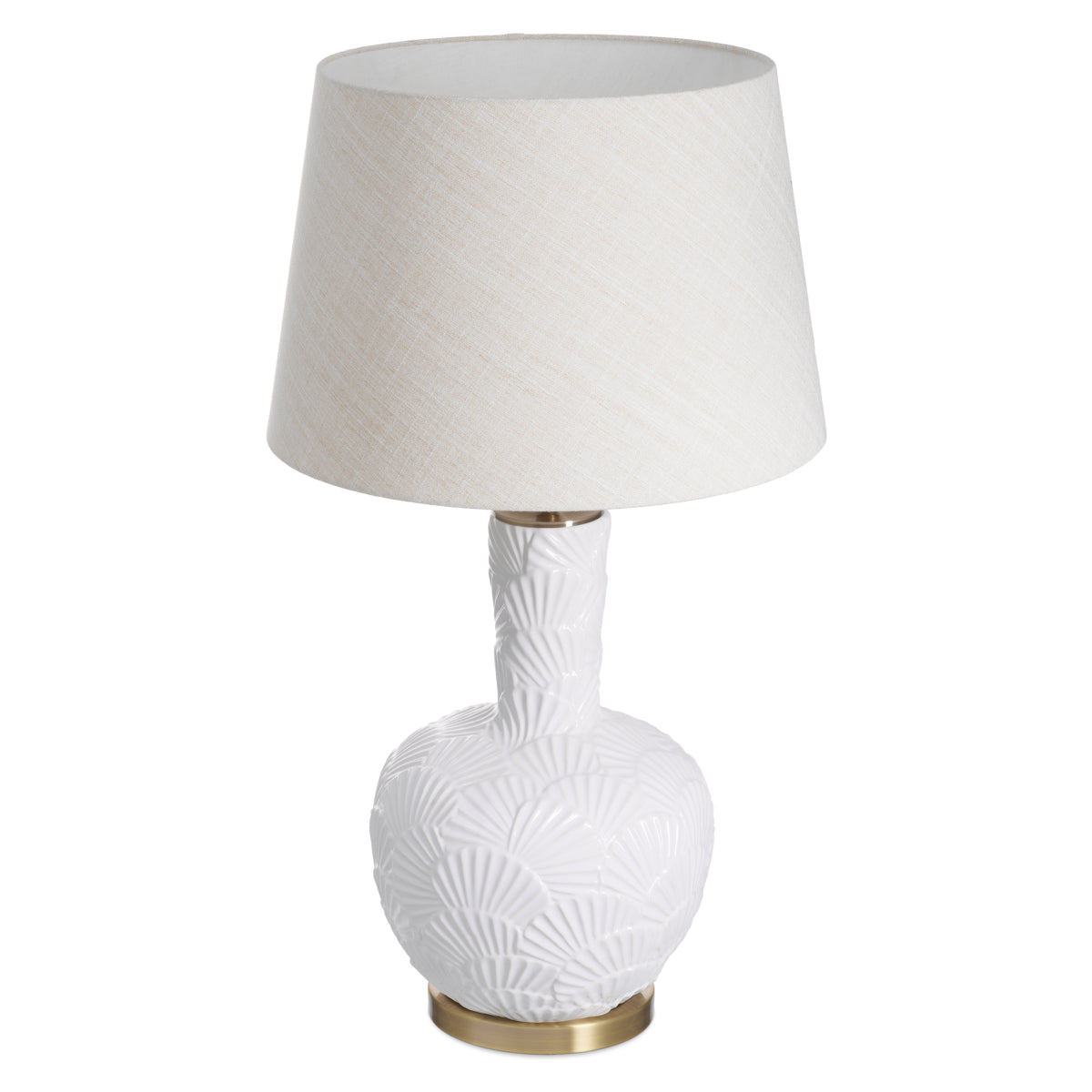 Lampă de masă Andorra, ceramică alb-crem, cu abajur
