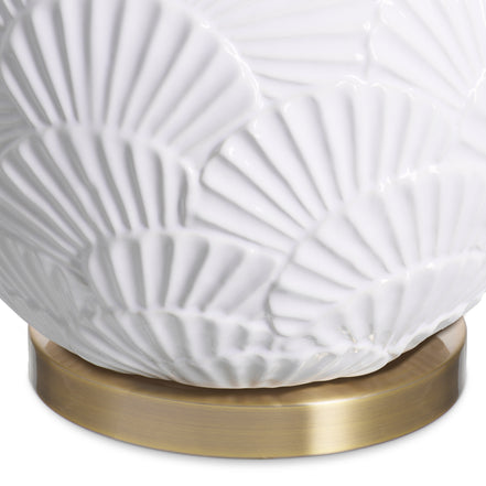 Lampă de masă Andorra, ceramică alb-crem, cu abajur