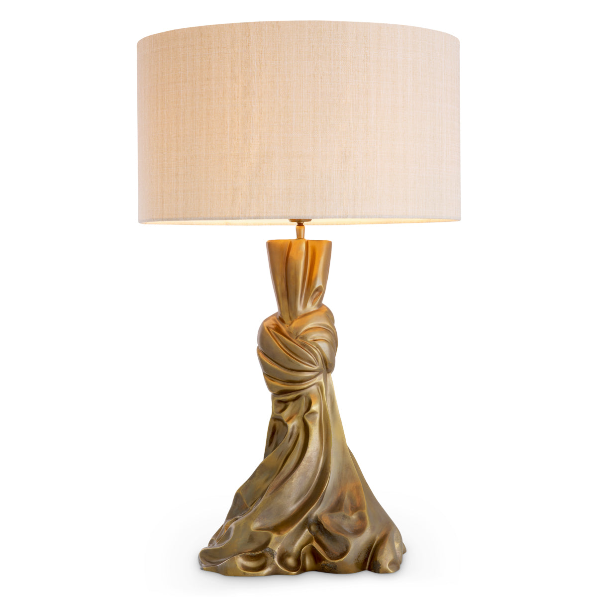 Lampă de masă Banyan, finisaj alamă vintage, cu abajur