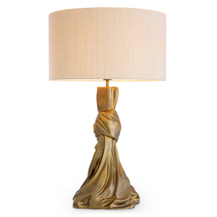 Lampă de masă Banyan, finisaj alamă vintage, cu abajur