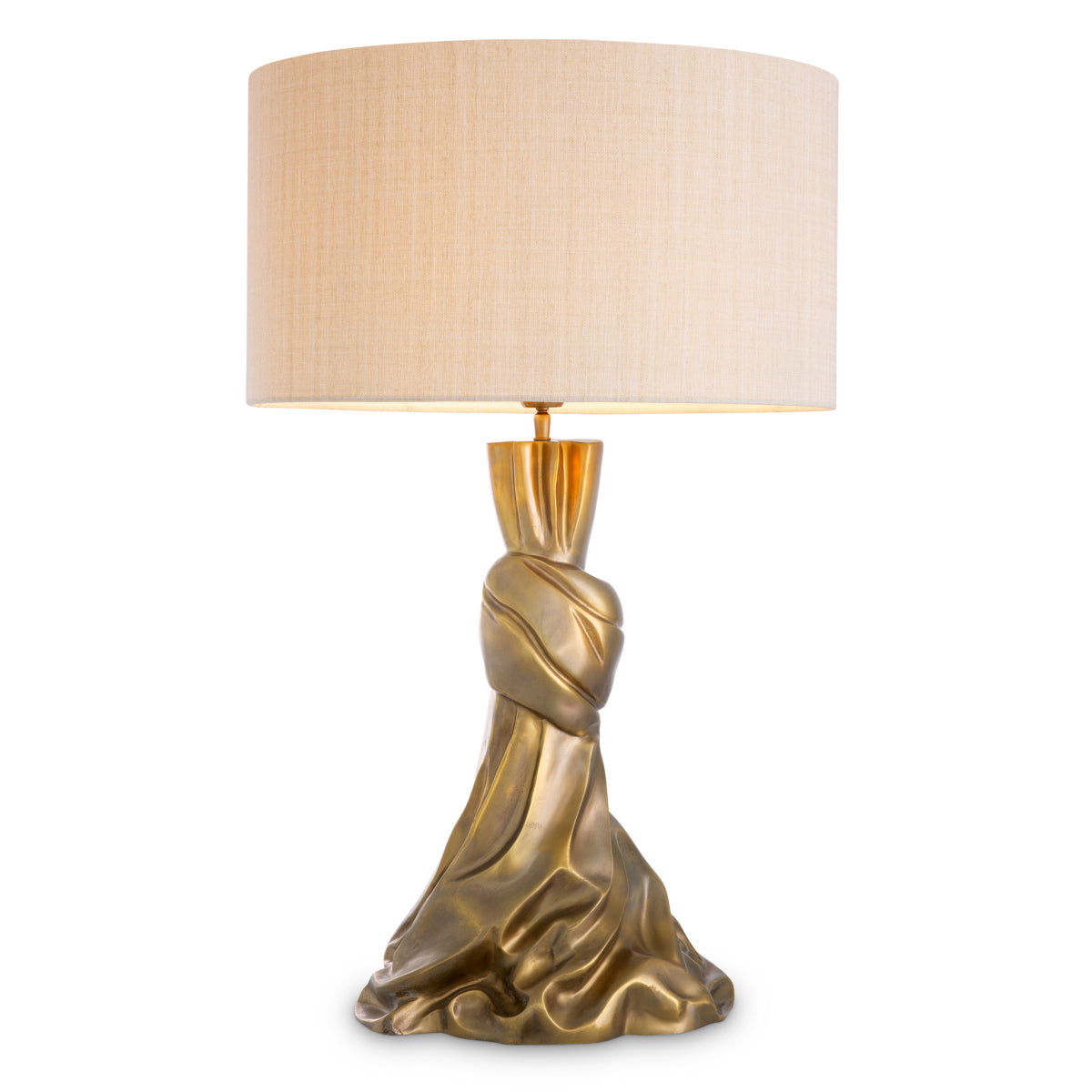 Lampă de masă Banyan, finisaj alamă vintage, cu abajur