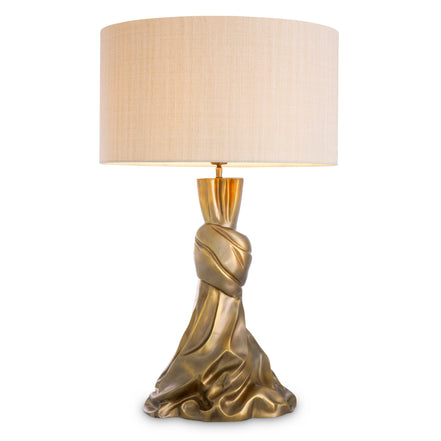 Lampă de masă Banyan, finisaj alamă vintage, cu abajur