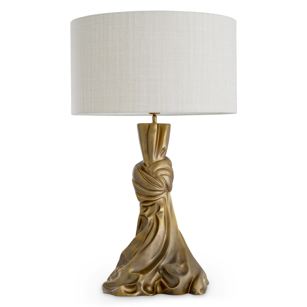 Lampă de masă Banyan, finisaj alamă vintage, cu abajur