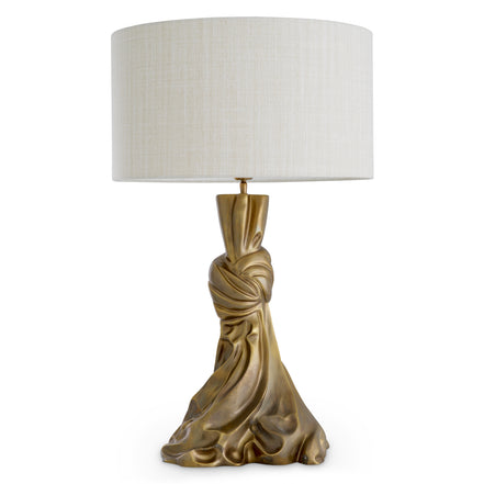 Lampă de masă Banyan, finisaj alamă vintage, cu abajur