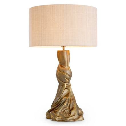 Lampă de masă Banyan, finisaj alamă vintage, cu abajur