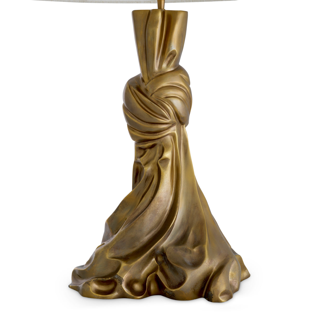 Lampă de masă Banyan, finisaj alamă vintage, cu abajur