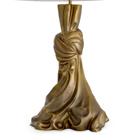 Lampă de masă Banyan, finisaj alamă vintage, cu abajur