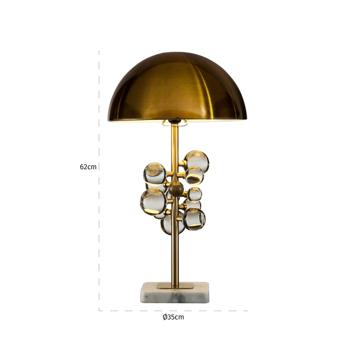 Lampă de masă Bela, bronz – desen tehnic cu dimensiuni