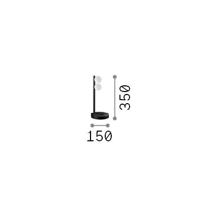 Lampă de masă Binomio LED TL2, alb – desen tehnic cu dimensiuni