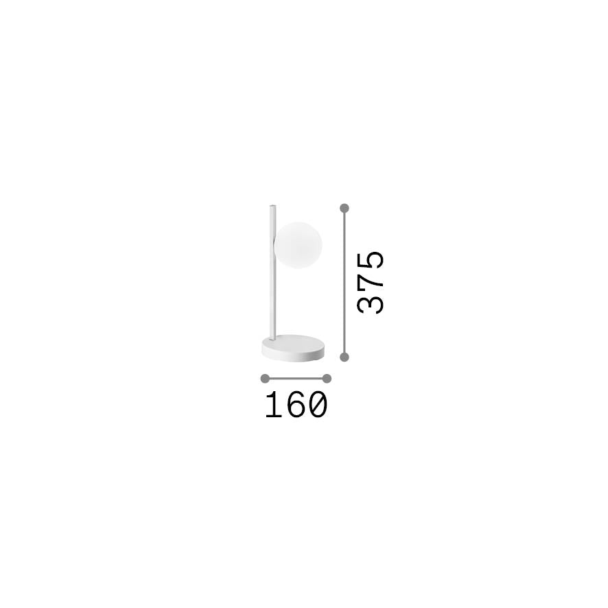 Lampă de masă Binomio TL1, alb – desen tehnic cu dimensiuni