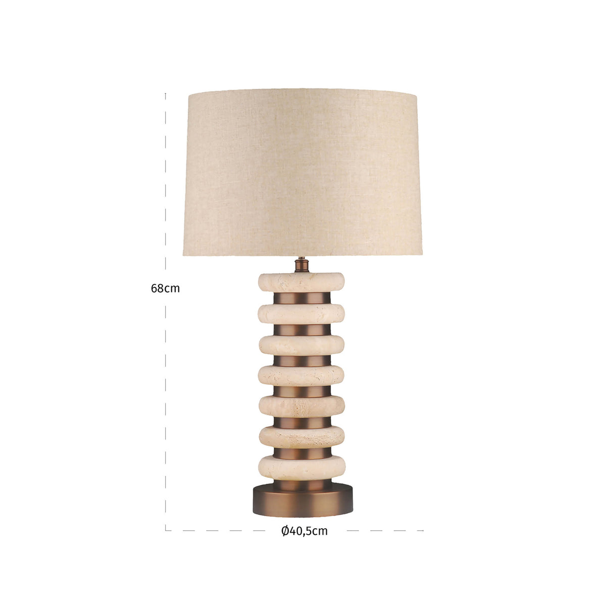 Lampă de masă Blair, natural – desen tehnic cu dimensiuni