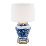 Lampă de masă Chinese Blue, ceramică, cu abajur