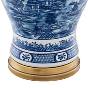 Lampă de masă Chinese Blue, ceramică, cu abajur