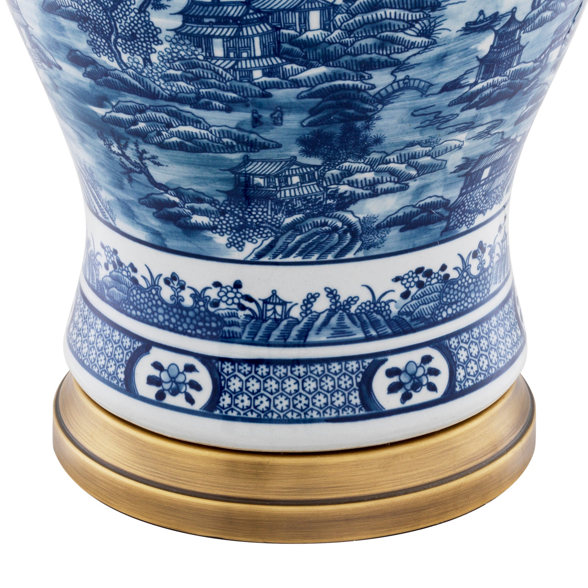 Lampă de masă Chinese Blue, ceramică, cu abajur