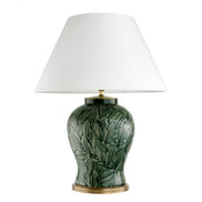 Lampă de masă Cyprus, ceramică verde, cu abajur