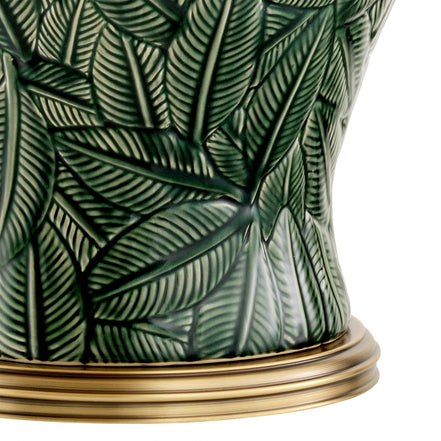 Lampă de masă Cyprus, ceramică verde, cu abajur
