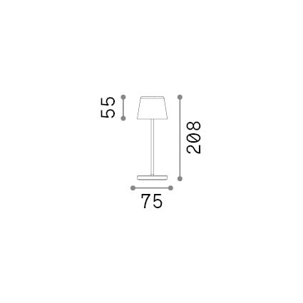 Lampă de masă de exterior Cute TL, auriu – desen tehnic cu dimensiuni