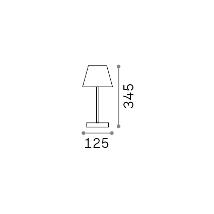 Lampă de masă de exterior Lolita TL, cafeniu – desen tehnic cu dimensiuni