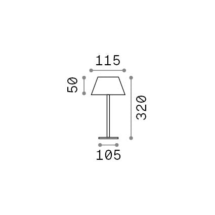 Lampă de masă de exterior Pure TL, alb – desen tehnic cu dimensiuni