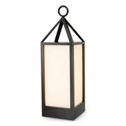 Lampă de masă de exterior Riserva L, finisaj bronz cu reflexe, sticlă albă